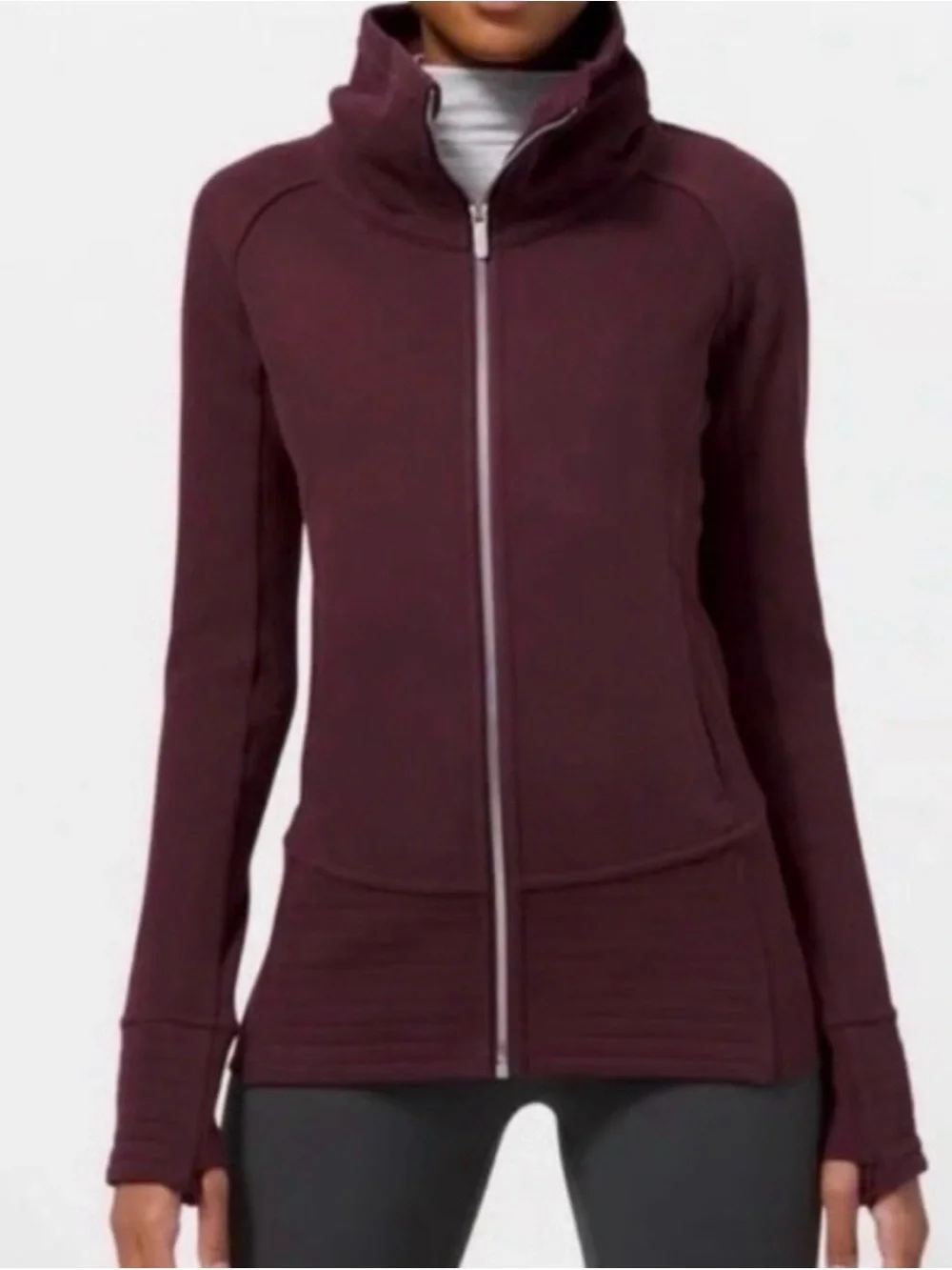 Lululemon Set of 2-Burgundy Half-Zip Jacket with Light Heather Grey Long Sweater